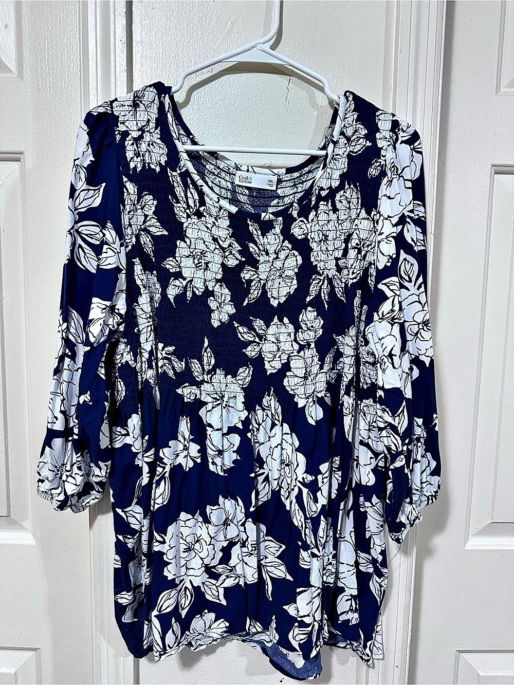 Croft & Barrow Floral Tunic in Blue & White Size XXL Like New